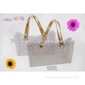 PVC Hot Sale Shopping Bag With Flower Pattern and Golden Handles
